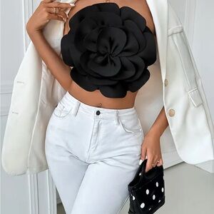Black 3D Floral Tube Top | Passion of Essence Boutique